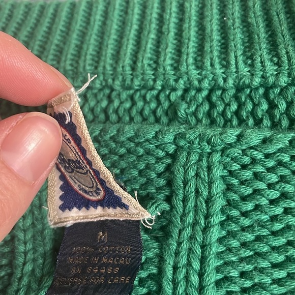 GH Bass & Co Chunky Cable Knit V Neck Varsity Sweater - Picture 7 of 7